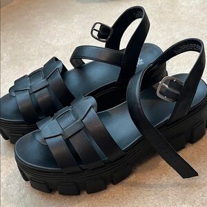 Black Strappy Platform Sandals